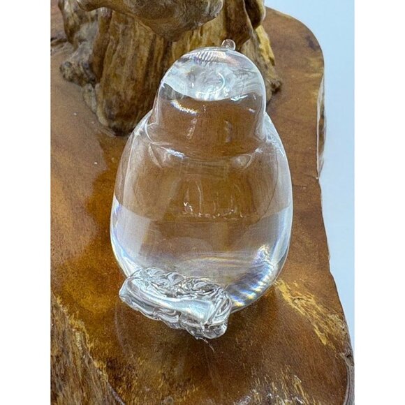 Vintage Hadeland Norway Crystal Glass Bird Paperweight Signed - Picture 5 of 6